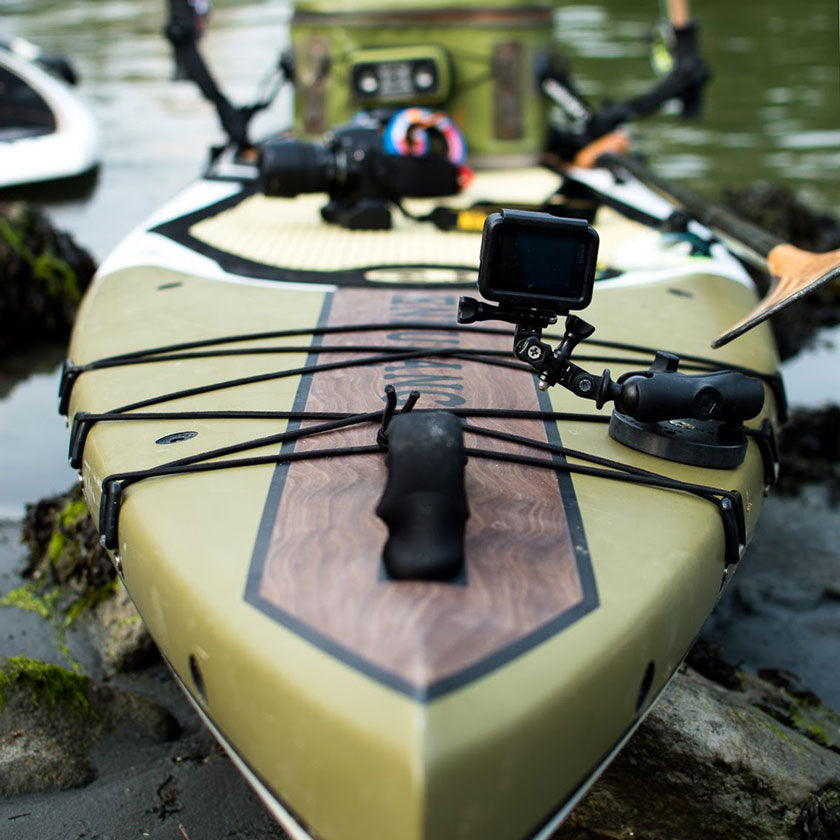 A close up image of paddleboard quality and outfitting